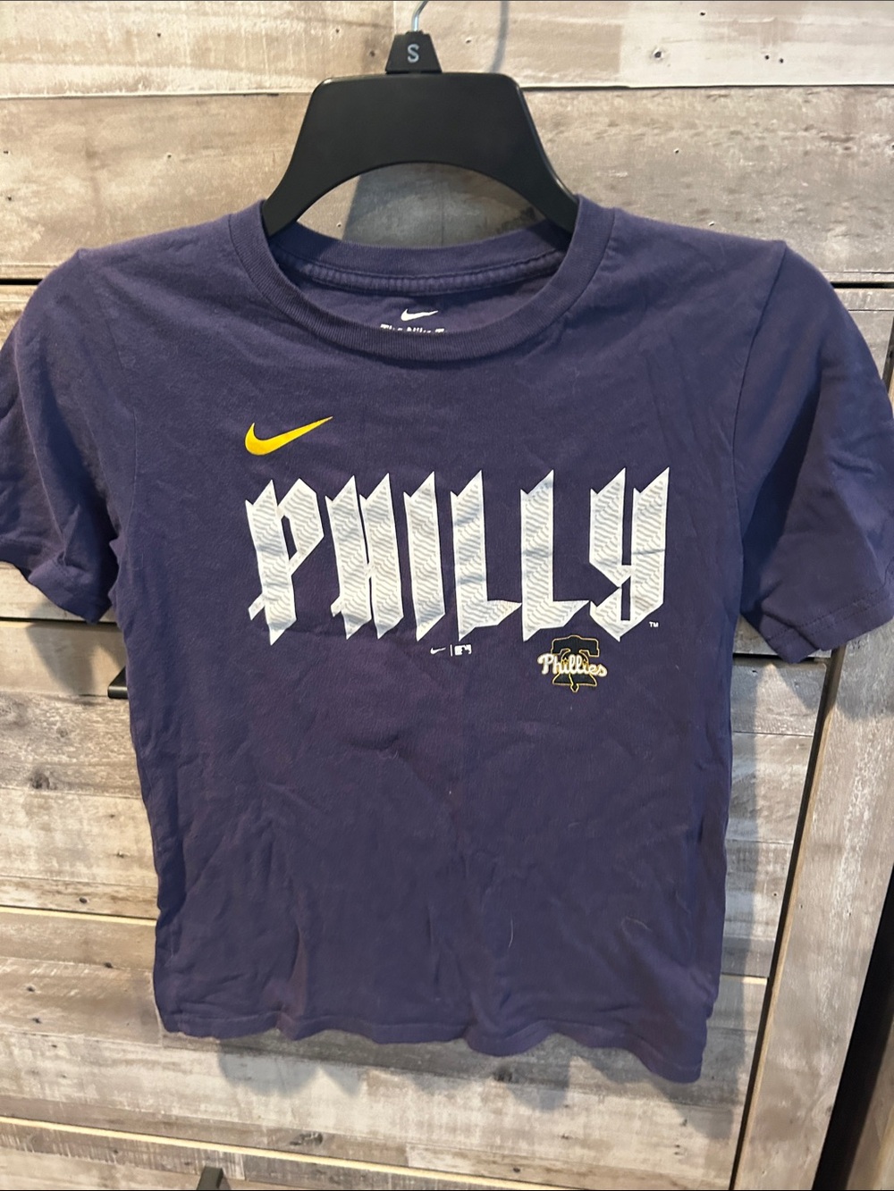 Nike Kids Navy Tee with White PHILLY Graphic and Yellow Swoosh